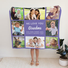 Manta Polar Abuela 8 Collage de fotos Púrpura