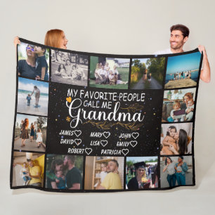 Manta Polar Abuela con los nombres de los nietos y 14 fotos