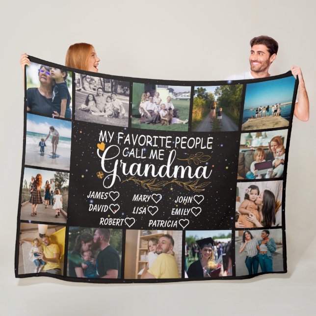 Manta Polar Abuela con los nombres de los nietos y 14 fotos (In situ)