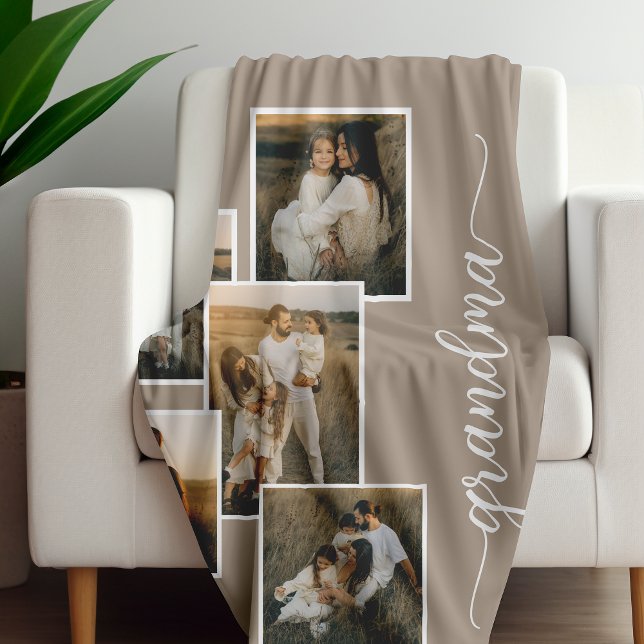 Manta Polar Abuela de abuelas personalizadas Brown 5 Collage d (Subido por el creador)