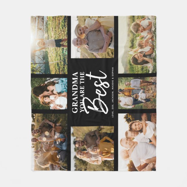 Manta Polar Abuela, eres el mejor Collage de fotos moderno (Anverso)