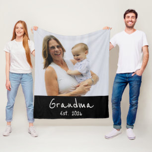 Manta Polar Abuela Estableció foto con letra blanca