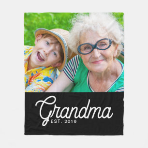 Manta Polar Abuela Estableció Foto de Letra Moderna Negra
