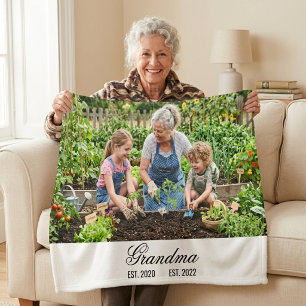 Manta Polar Abuela Estableció Regalo de Foto Personalizado