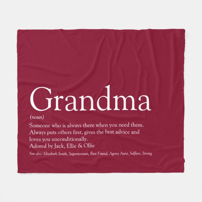 Manta Polar Abuela Granny Definition Burgundy Fun moderno (Frente (Horizontal))