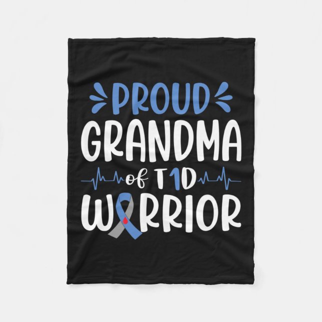 Manta Polar Abuela Orgullosa De Guerrero Del T1d Para Sensibil (Anverso)