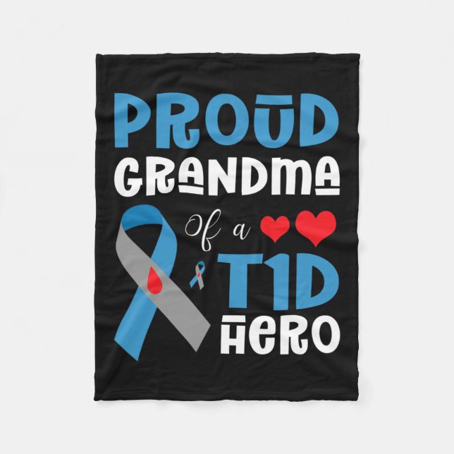 Manta Polar Abuela Orgullosa De Un Héroe De La T1d Con Diabete (Anverso)