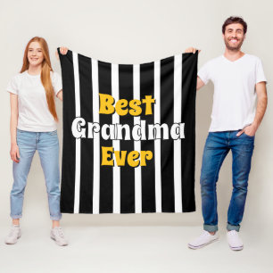 Manta Polar Abuela personalizada rayas negras y blancas