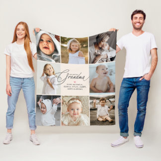 Manta Polar Abuela Querida Personalizado Manuscrito 8-Fotos