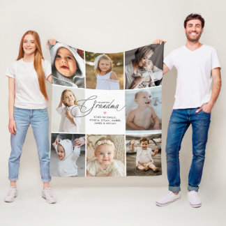 Manta Polar Abuela Querida Personalizado Manuscrito 8-Fotos