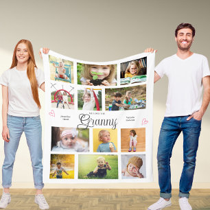 Manta Polar Abuela Te Amamos Corazones Personalizados Modernos