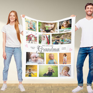 Manta Polar Abuela Te Amamos Corazones Personalizados Modernos