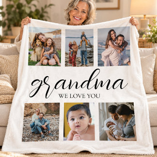 Manta Polar Abuela Te Amamos Fotocollage