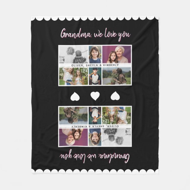 Manta Polar Abuela te amamos Nietos 6 Collages de fotos (Anverso)