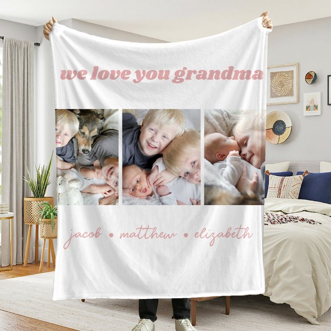 Manta Polar Abuela te queremos Collage de fotos Fleece Blanket (Subido por el creador)