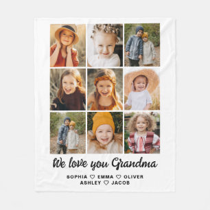 Manta Polar Abuela: Te queremos, corazón, Collage de fotos mod