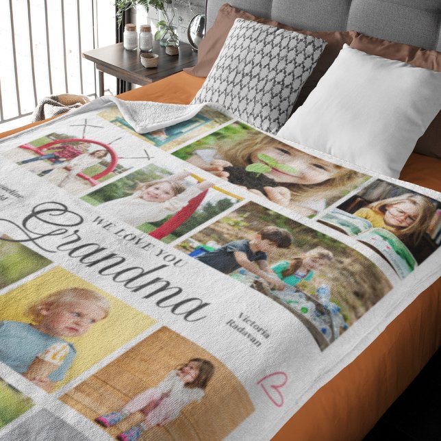 Manta Polar Abuela: Te queremos los corazones personalizados (Persoanlized Grandma Large fleece blanket Add your photos and text.)