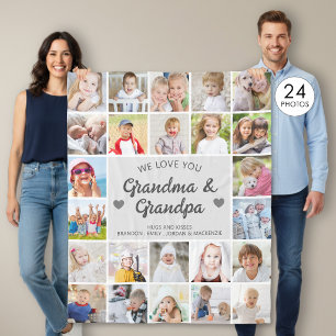 Manta Polar Abuela y Abuelo Personalizados Te Amamos 24 Fotos