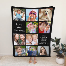 Manta Polar Abuelo 10 Collage de fotos negro