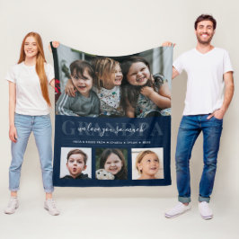 Manta Polar Abuelo/abuelo/grampa/otros de texto de 4 Collages 