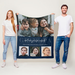 Manta Polar Abuelo/abuelo/grampa/otros de texto de 4 Collages