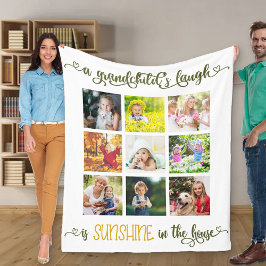 Manta Polar Abuelo Collage de fotos Nietos ríen de la cita