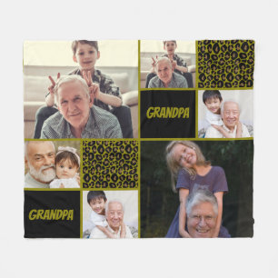Manta Polar Abuelo Collage de Fotos Personalizado