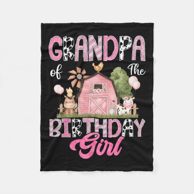Manta Polar Abuelo Del Chica De Cumpleaños Granja Vaca Rosa Pr (Anverso)