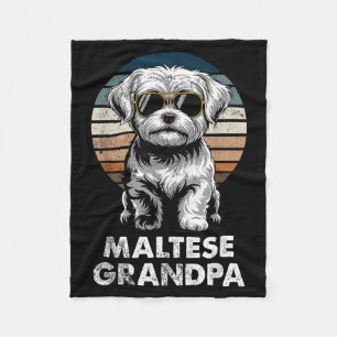 Manta Polar Abuelo Maltés Retro Divertido Dueño de Perro Vinta