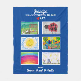 Manta Polar Abuelo te amamos, nietos dibujan Personalizado