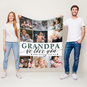 Manta Polar Abuelo te queremos Collage de fotos Fleece Blanket