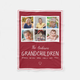 Manta Polar Abuelos 6 rojo oscuro personalizada collage de