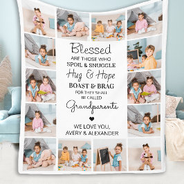 Manta Polar Abuelos bendecidos personalizados 14 Collages de f