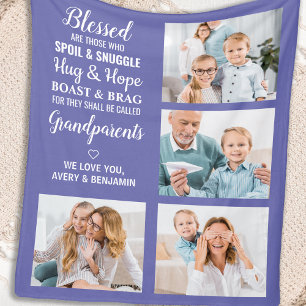 Manta Polar Abuelos benditos personalizados 4 Collages de foto