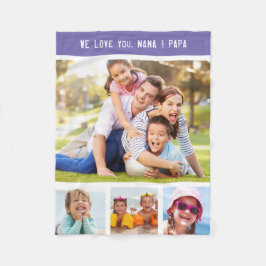 Manta Polar Abuelos de familia Día Multi Photo Purple