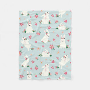 Manta Polar Abundancia de Pascua Curiosa Bunny Floral rosa mod