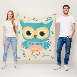 Manta Polar Abundantes búho azul pastel niños