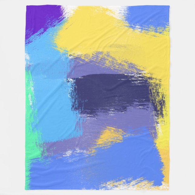 Manta Polar Acariciónes de pincel vívidos abstractos (Anverso)