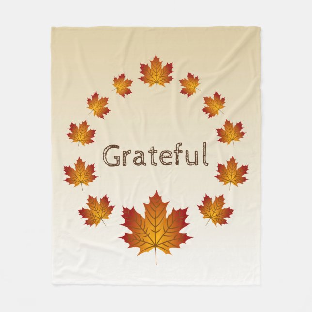 Manta Polar Acción de Gracias Wreath agradeció simples hojas d (Anverso)