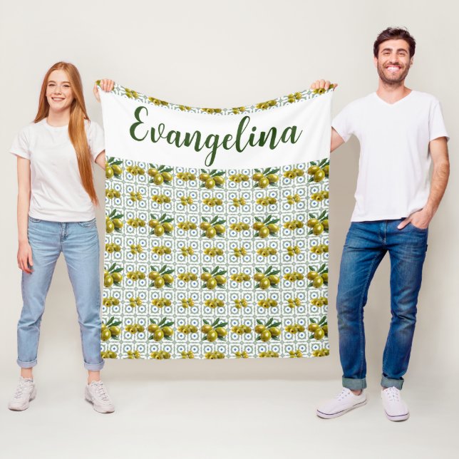 Manta Polar Aceitunas griegas personalizadas con baldosas (In situ)