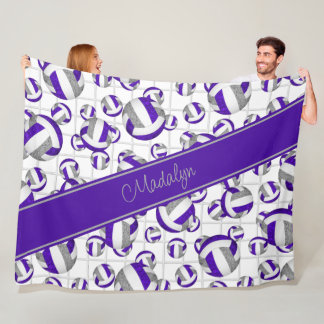 Manta Polar Acento neto del patrón de voleibol gris morado