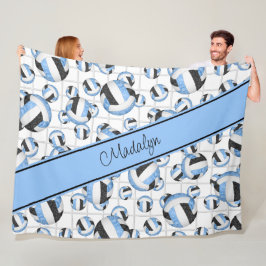 Manta Polar Acento neto del patrón de voleibol negro azul