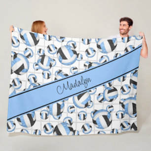 Manta Polar Acento neto del patrón de voleibol negro azul