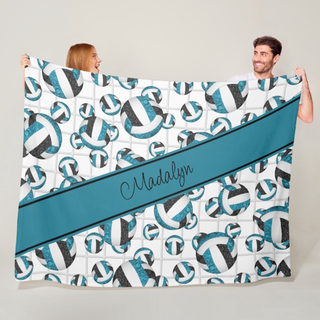 Manta Polar acento neto verde azulado del patrón de voleibol n (In situ)