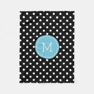 Manta Polar Acentos Azules Polkadot Blancos Y Negros