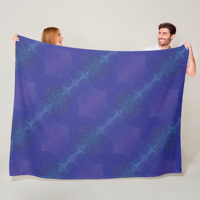 Manta Polar Aceptación | Medallones Blue Indigo Violet Boho (In situ)