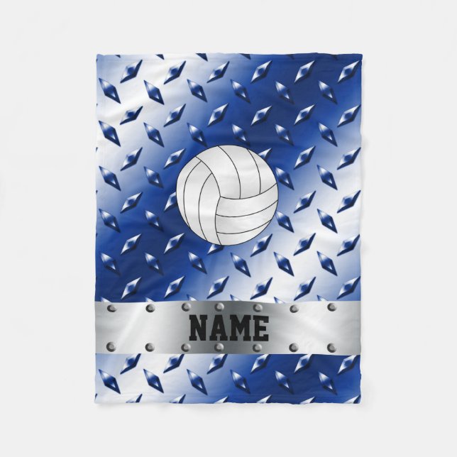 Manta Polar Acero azul personalizado del diamante del voleibol (Anverso)