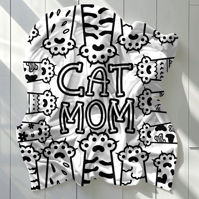 Manta Polar Acogedora mamá de gato para los amantes del gato (Cozy Cat Mom for Cat Lovers Fleece Blanket)