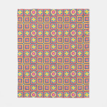 Acolchado cuadrado de la abuela coral retro modern