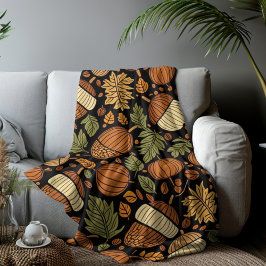 Manta Polar Acorn Pattern Harvest Day Otoño Fleece Blanket